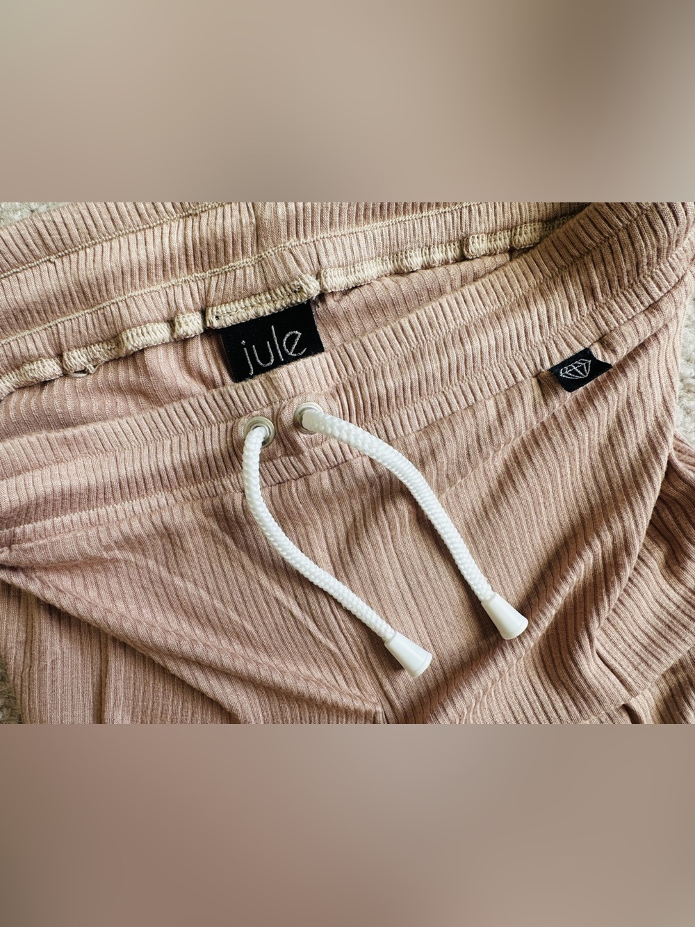 Jule Dancewear Ribbed Drawstring Bottoms in Blush